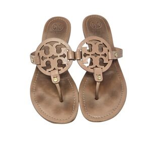 Tory Burch Miller Sandal Tan Leather Thong Flip Flop Womens Size 9M